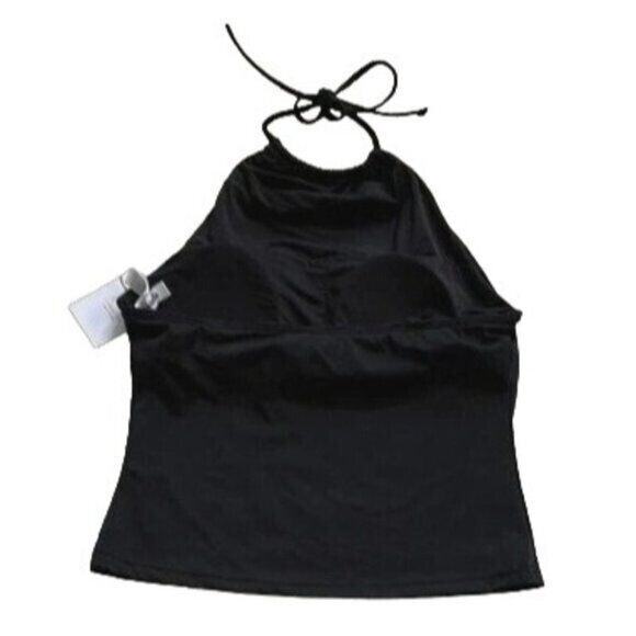 NWT Andie The Baja Tankini Tie Neck Swim Top Medium Bust Support S Black #3501 - Picture 6 of 15